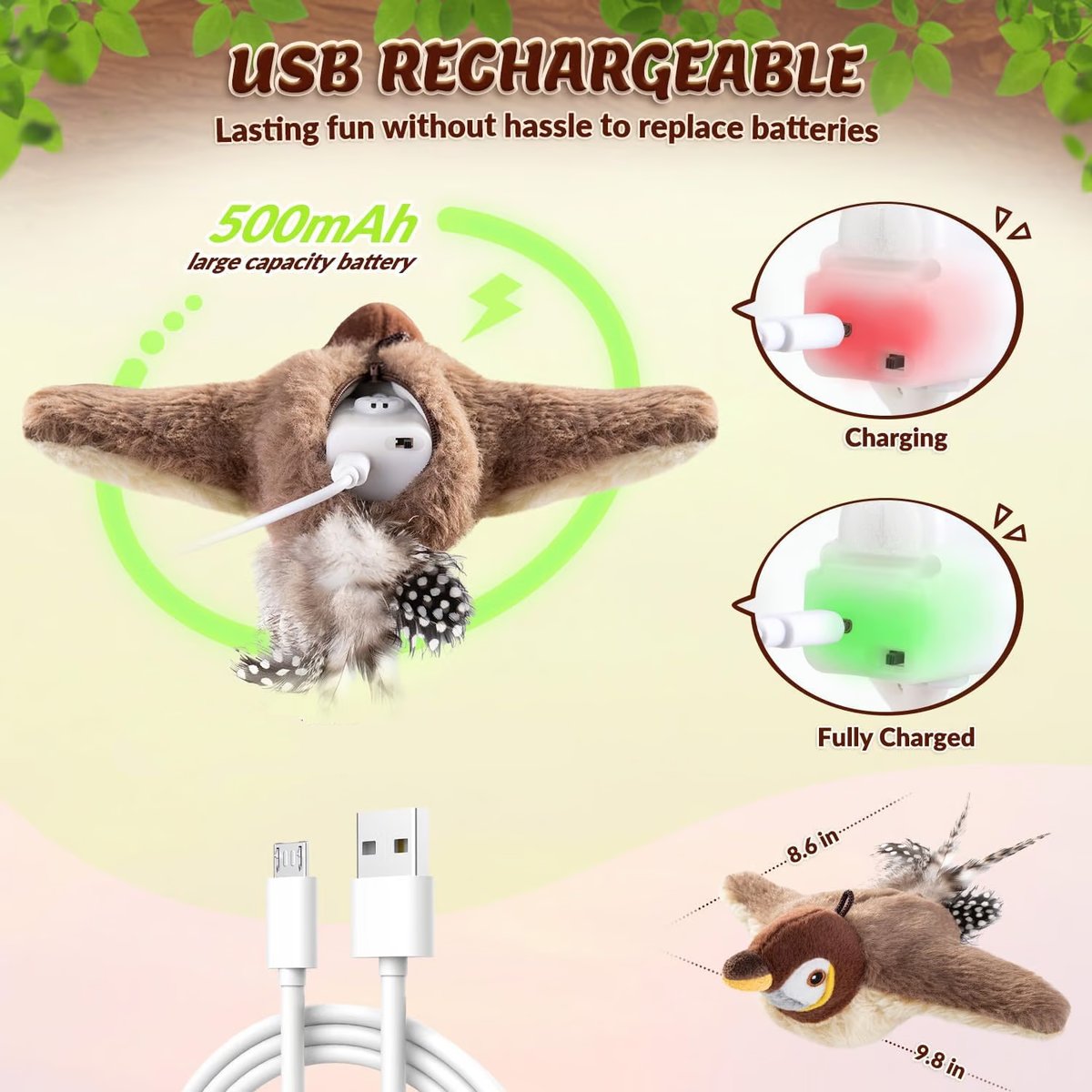 🔥 Dernier jour - 49 % de rabais - 🐾Jouet interactif pour chat avec oiseau gazouillant