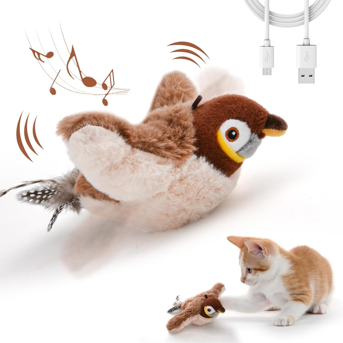 🔥 Dernier jour - 49 % de rabais - 🐾Jouet interactif pour chat avec oiseau gazouillant