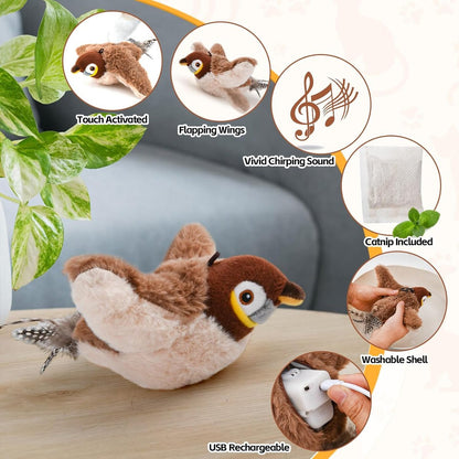 🔥 Dernier jour - 49 % de rabais - 🐾Jouet interactif pour chat avec oiseau gazouillant