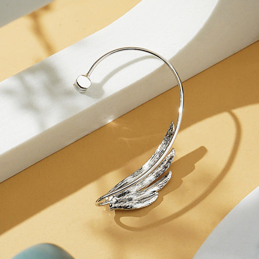 Clip de perçage d'oreille ailes de cygne en diamant scintillant sans perçage