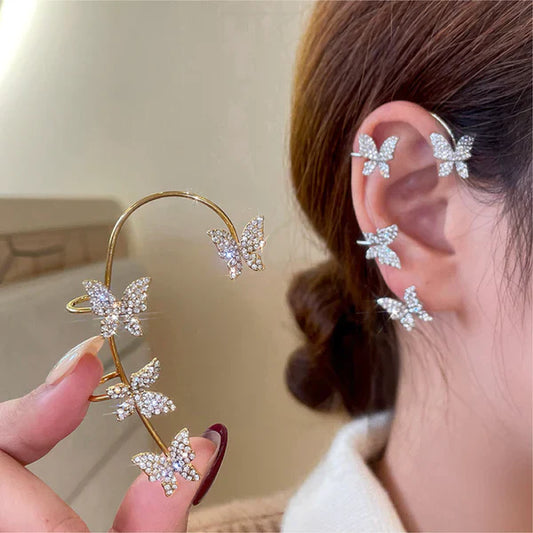 Boucle d'oreille papillon (argent/or)
